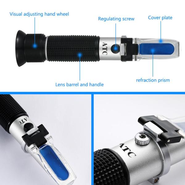 Portable Refractometer 0-10%Brix Digital Test Meter 0-100%Salinity Automatic Temperature