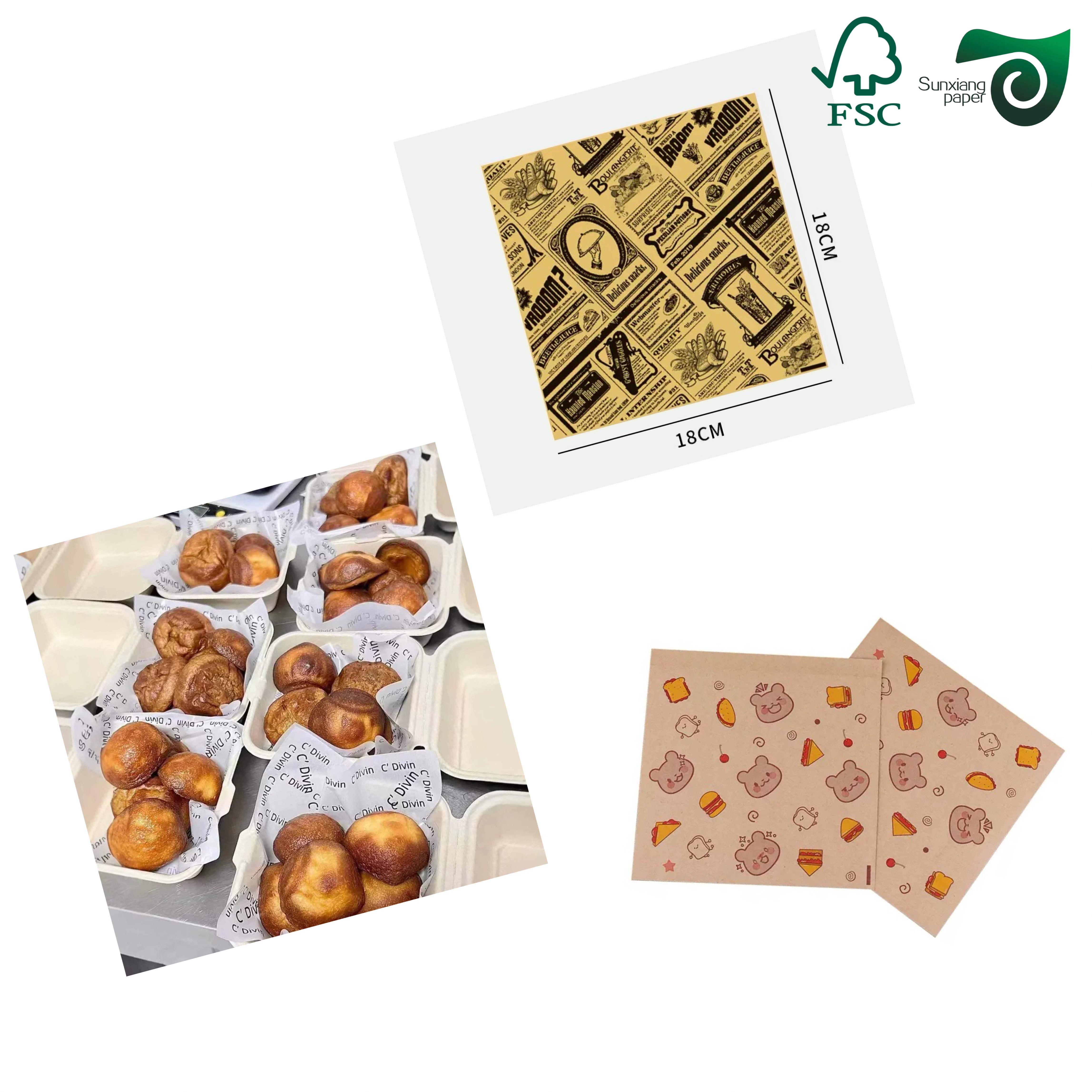 FSC 35gsm 45gsm Silicone Coated White Baking Paper Food Safe Greaseproof