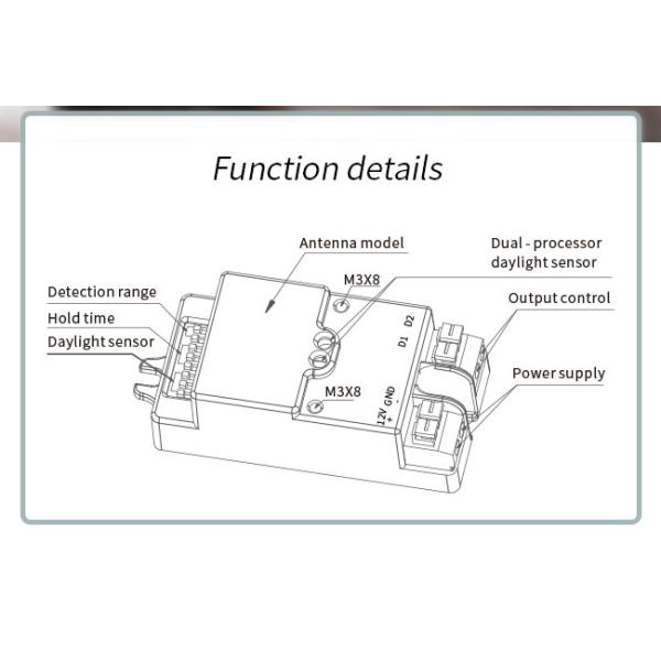 HNS201DC Microwave Motion Sensor Switch Dry Contact On Off Function DIP Switch Setting