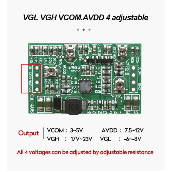 Picture Creatall CA-408 Integrated LCD TCON Board 5v DC-DC Buck Boost Module with 4 Adjustable LED TV Power Supply VGL VGH VCOM.AVDD