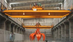 China Double beam bridge crane grab bucket crane on sale