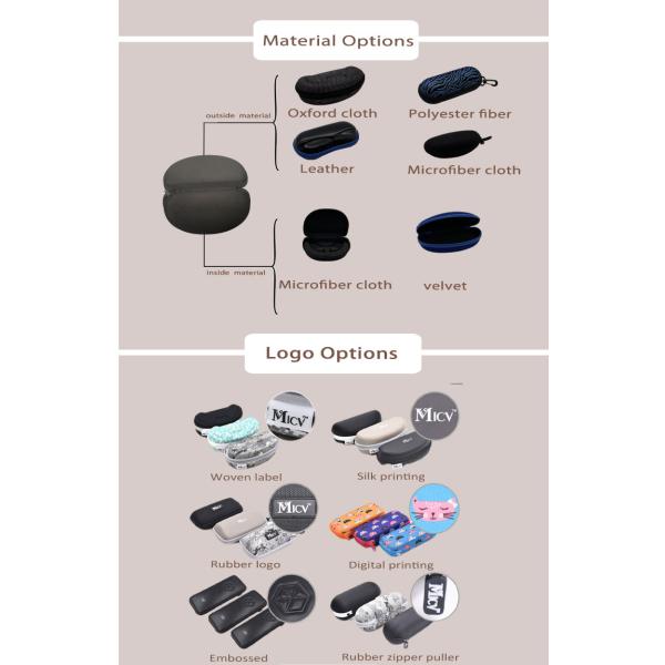 Portable Hard Shell EVA Glasses Case , Oxford Fabric Zippered Glasses Case