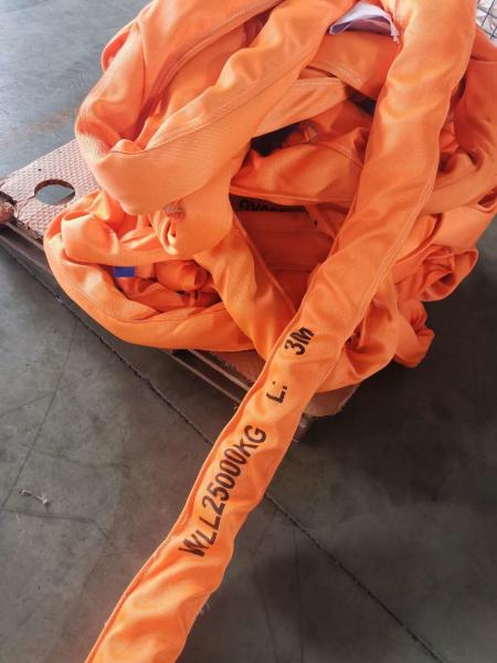 Quality 100m Orange Color Soft Round Sling , Eye To Eye Sling 100% Polyester for sale