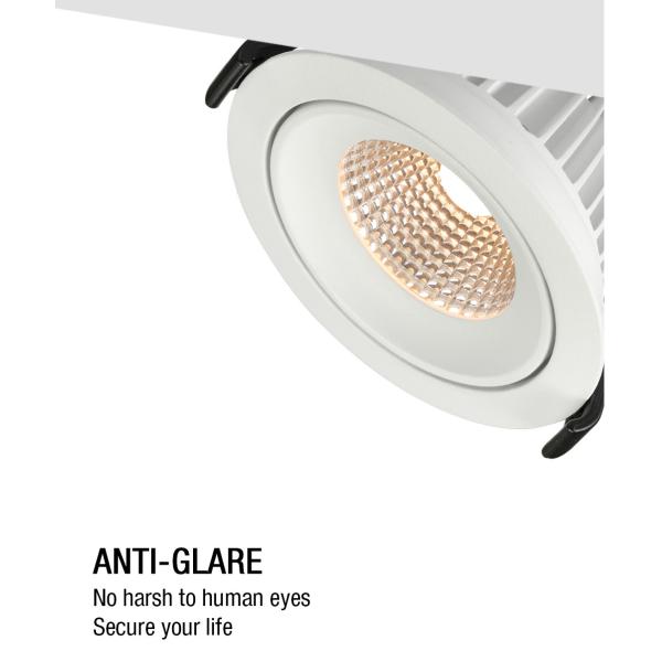 95Ra Flicker Free Recessed Adjustable Downlight , Anti Glare LED Dimmable Down Lights