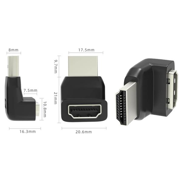 270 Degree HDMI Adapter Right Angle HDMI Male to Female L Converter 3D 4K Supported