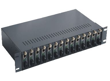 14 Slot Rackmount Chassis Fiber Optic Converter With 4 Fans 2 Power Supply