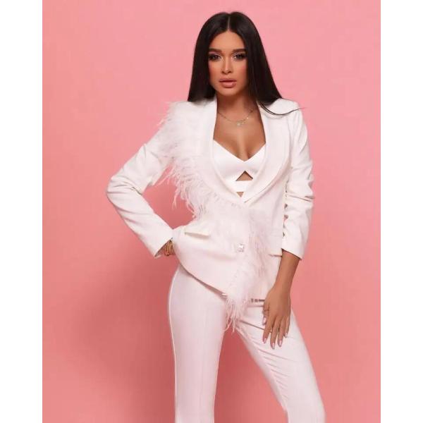 White Elegant Office Wear Suit