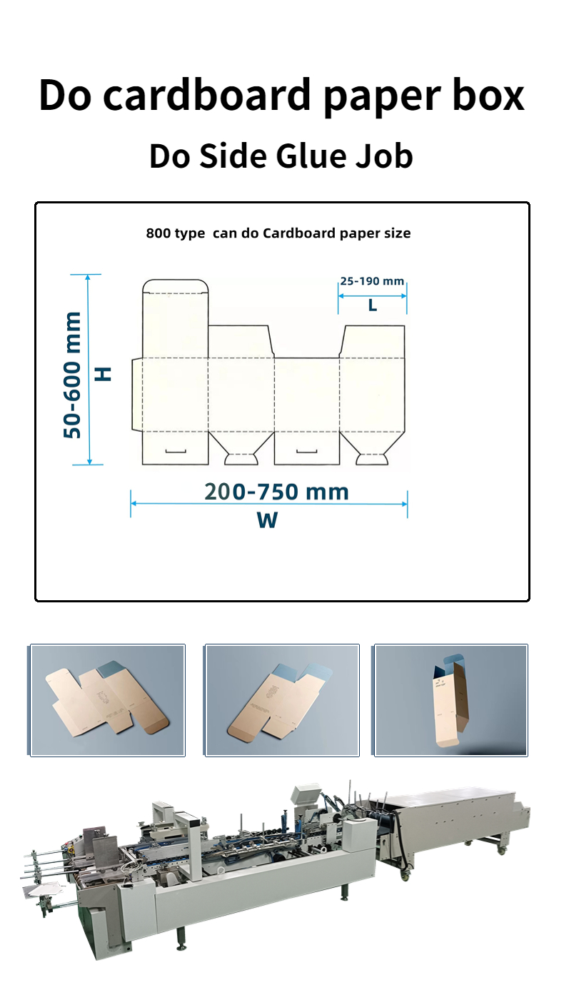 Automatic Pneumatic CQT-800WK-2 Corrugated Paper Box Folder Gluer Machine for Cartons