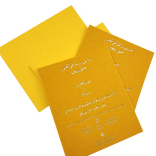 Card Silver Foil Stamping on Custom Size Velvet Material Glossy Finish for Thank You Card