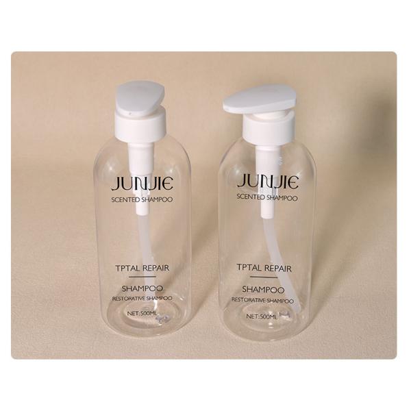 Clear Plastic Shampoo Bottles 500ml Cylinder PET Bottles Cosmetic For Packaging