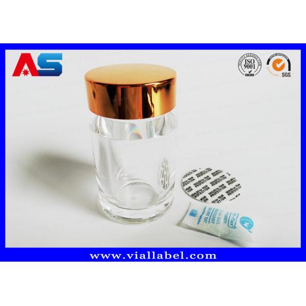 Transparent Acrylic Plastic Pill Bottles With Gold Caps , Empty Tablet Bottles small plastic pill containers