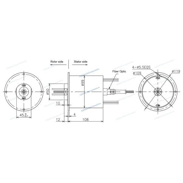 Low temperature integrate Power Signal and FORJs slip ring with IP65 for robot
