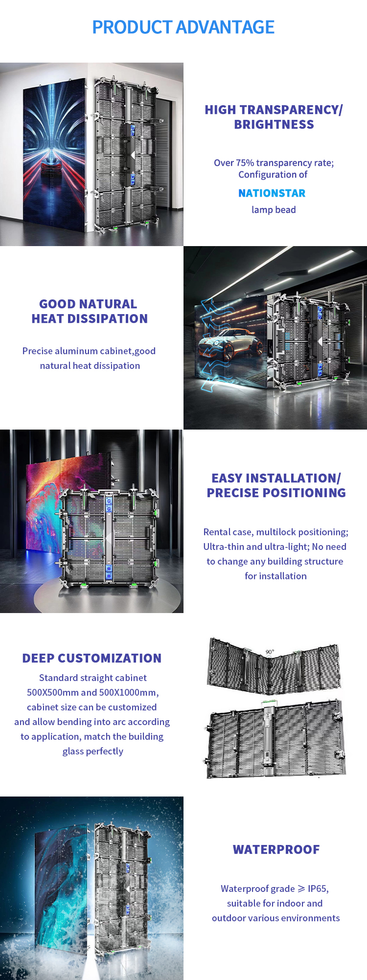 SDK Function Transparent Rental LED Display P3.91-7.82 500x1000mm For Outdoor Events