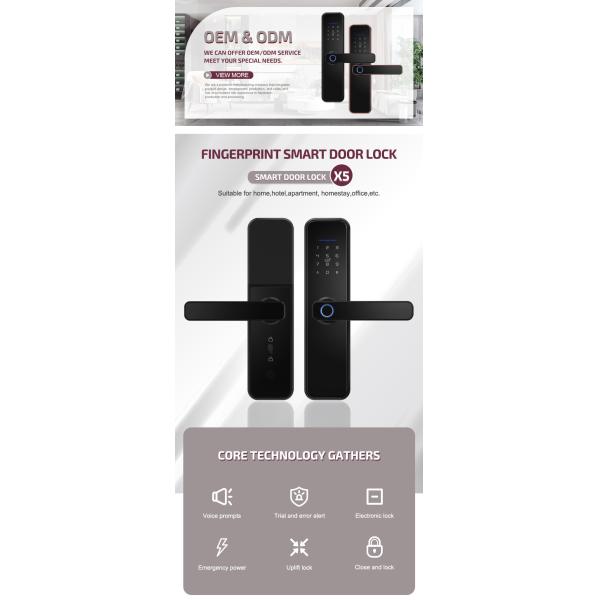 Fingerprint Cylinder Smart Wifi Door Lock Double Tuya Access Wifi Fingerprint Door Lock