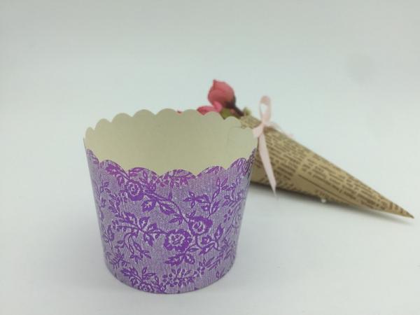 Quality Round Shape Aluminum Baking Cups Laser Cutting Cupcake Liners Muffin Purple Color for sale