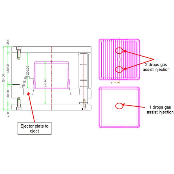 PET Transparent Material Cold Runner Injection Molding High Polish Two Different Size Bins