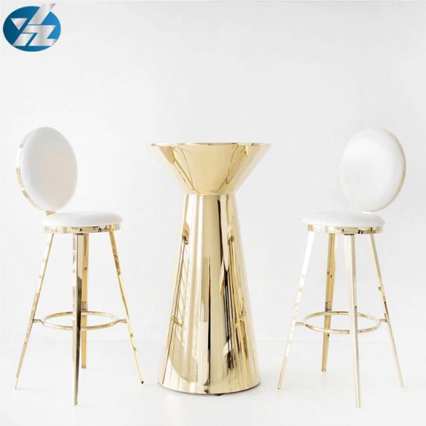 Round Back High Stool Bar Pub Table Chair Set Stainless Steel