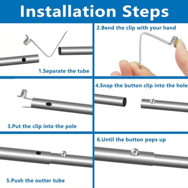 6mm Push Button Spring Clips Stainless Steel Solid Punching Process
