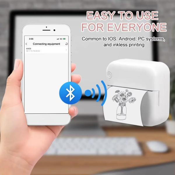 Mobile APP Mini Inkless Printer Thermal Fast Printing Portable Pocket 53mm