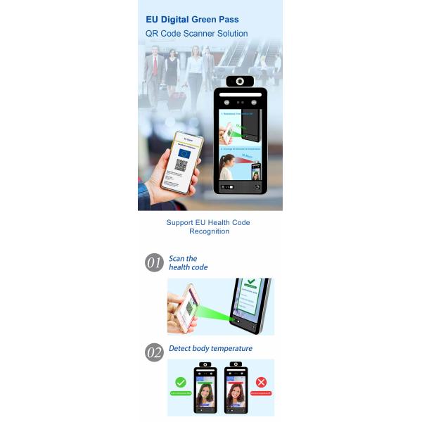 Detection Range 0.5m EU Green Pass Scanner 8 Inch IPS Face Recognition Devices