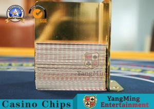 China Stainless Steel Metal Gold Color Poker Playing Cards Holder Backjack Table Casino Cards Upright Sign Stand on sale