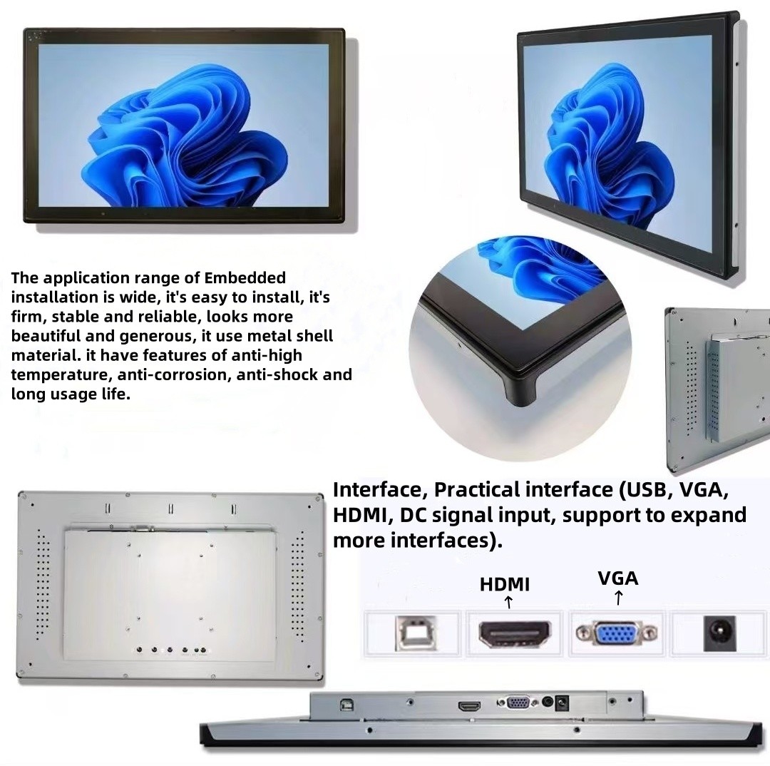 21.5 Inch Multi Capacitive Touch Screen Monitor customize Anti-UV AR/AG/AF LCD Display for Industrial vending machine medical education