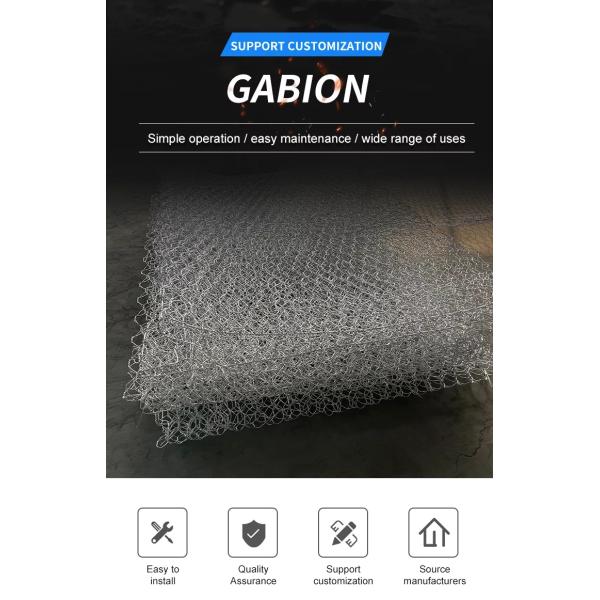 Hexagonal Shape Gabion Wire Mesh Baskets 6*8 Cm Retaining Wall River Slope Protection