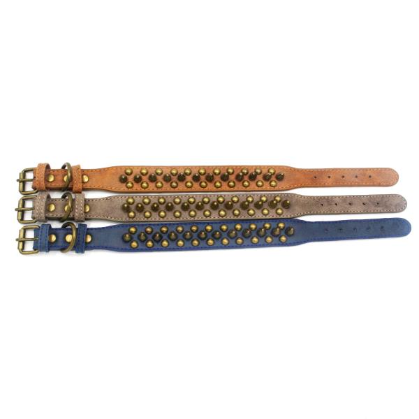 Professional Personalized Retro Sofa Leather PU Solid Durable Rivet Gentility Male dog collar