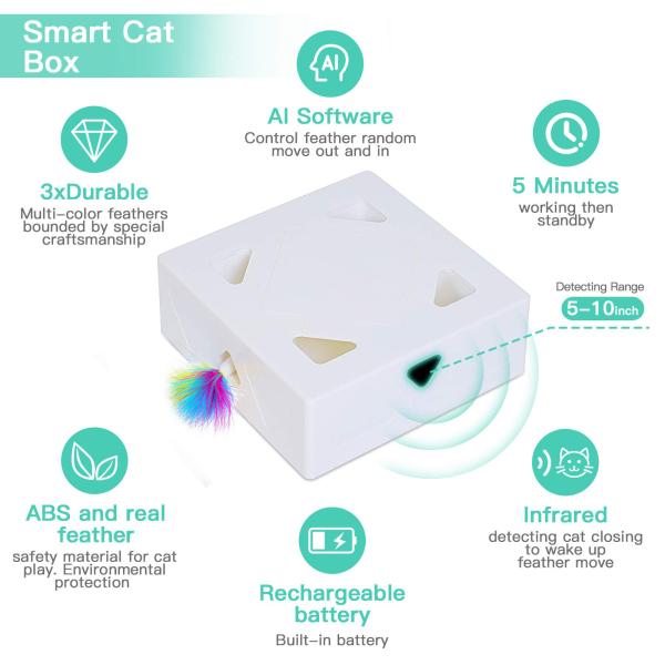 2024 Rechargeable Cat Toy Training Interactive Electric Intelligent Cat Maze Boxs Feather Box Toy with Automatic Function