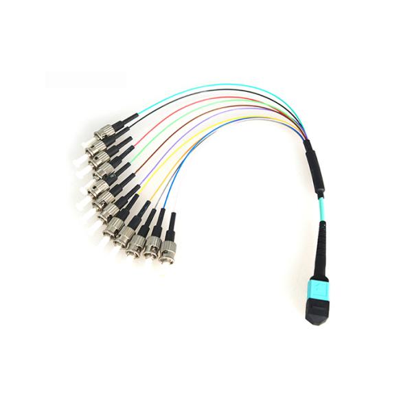 Multimode OM3 MPO Fiber Optic Patch Cord With 12 Cores 35dB Return Loss