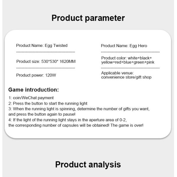 Coin Operated Colorful Capsule Machine Gacha Game Gashapon Machine With Light