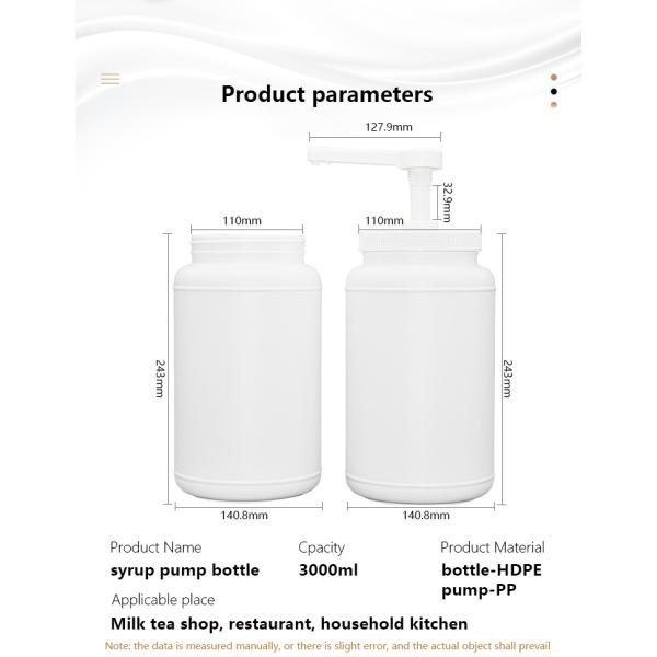 Plastic HDPE PP Syrup Dispenser Pump For 3000ML Empty Plastic Container Bottle