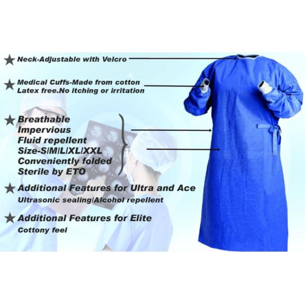 Breathable Sterile Disposable Hospital Gown For Blood / Microbe Prevention