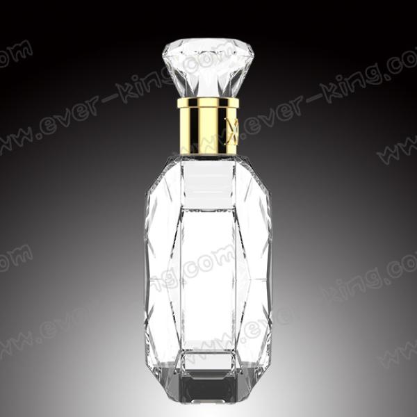 High End Diamond Shape Glass Brandy Bottle Embossed