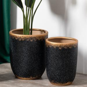 Buy cheap Minimalism style indoor outdoor balcony decor matte flower pots mold black gold ceramic cactus pots plant pots product