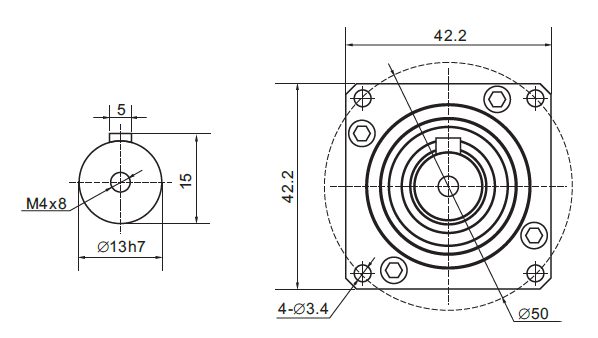 NEMA17 42mm 2phase closed loop stepper motor with right-angle planetary gearbox and permanent magnet brake