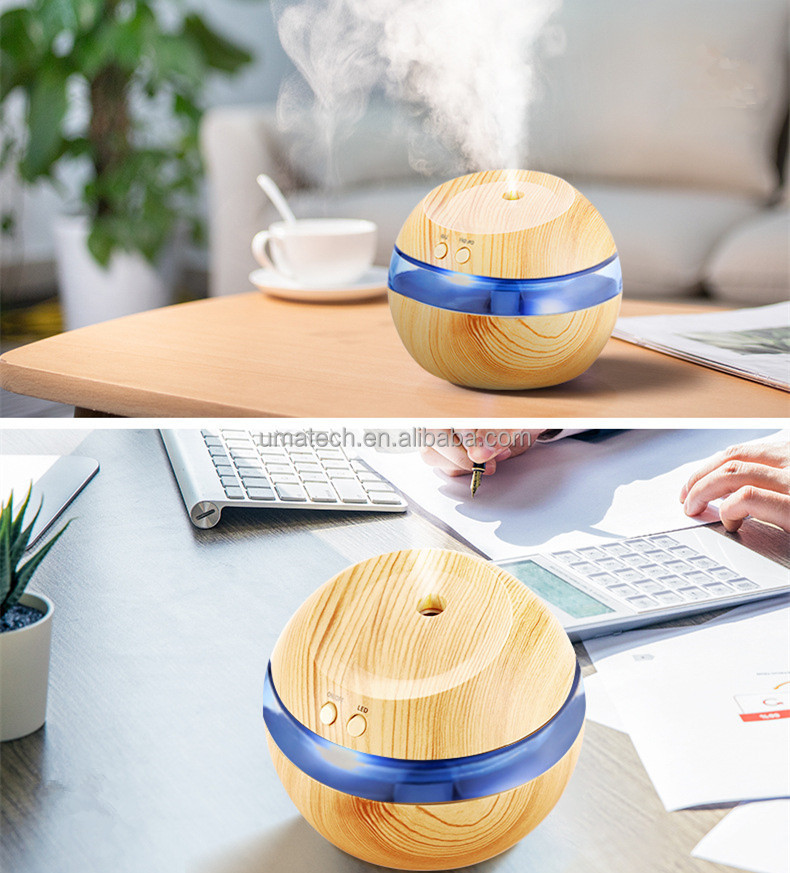 3W Portable 130ml Wood Grain Mini Ultrasonic Atomizer USB Air Humidifier