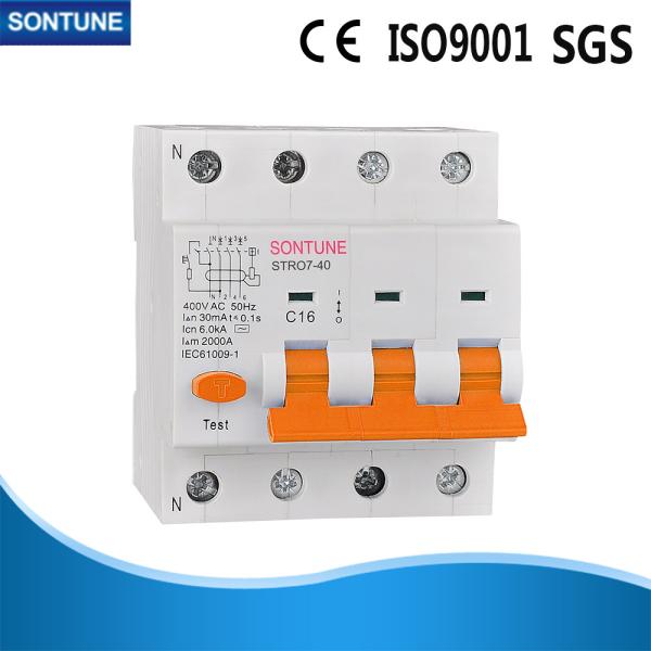 Electronic 6KA Residual Current Circuit Breaker With Overcurrent Protection 2P /