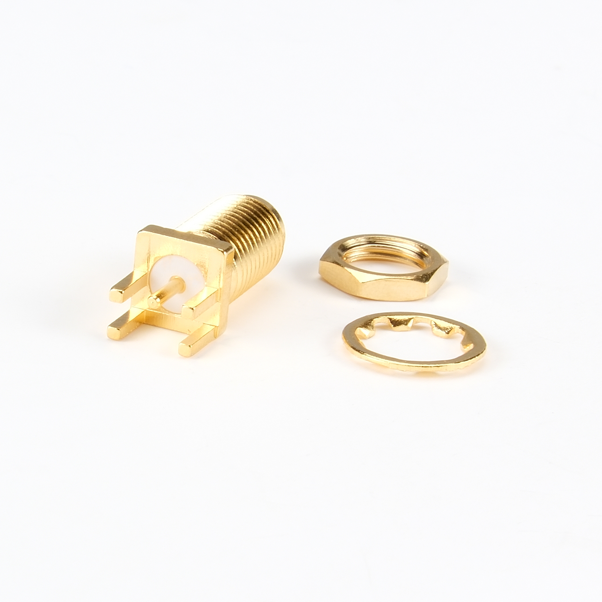 SMA Female PCB Mount Connector 50Ω 2700V Max Brass