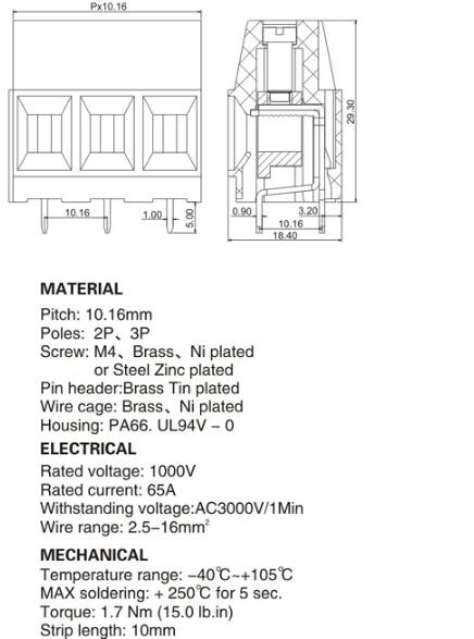 LL136T-10.16 Mm Pcb Terminal Connector Flexible Design Pcb Screw Terminal