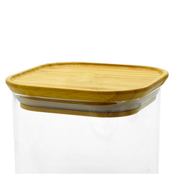 Large Borosilicate Glass Food Storage Jar Stackable Bamboo Lid Glass Storage Tank