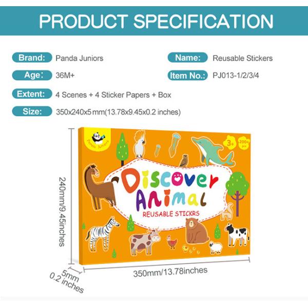 200 Plus Cute Reusable Sticker Book Full Color Window Clings For Kids