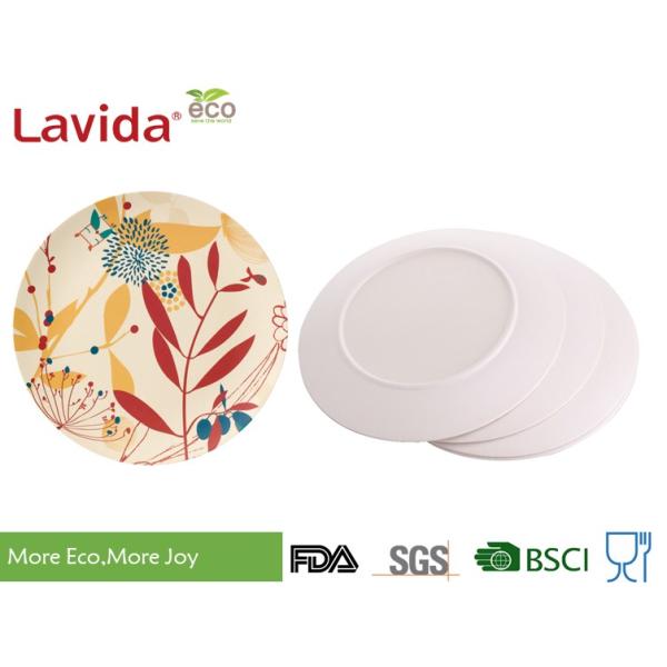 Bright Color Bamboo Fiber Dishes Custom Printing Smooth Surface Mat Finished