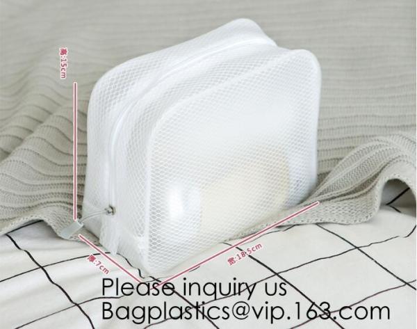 Compact Multi-purpose Handbag-style Transparent Glitter Cosmetic Pouch with Zipper Pocket on the Back, bagease, bagplast