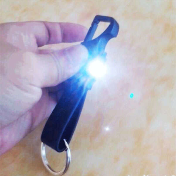 Custom Personalize Cool Promotion Gift Leather Keychain with LED Light Beer Bottle Opener Key Ring with Printed Logo