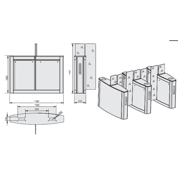 Indoor or Outdoor ID Card Waterproof Versatile Flap Swing Arm Barrier for Factory 550mm