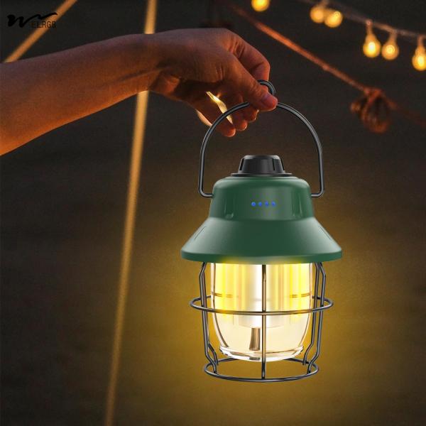 Mini Retro Camping Lights 1000LM Rechargeable LED Camping Lantern Waterproof 3 Light Modes