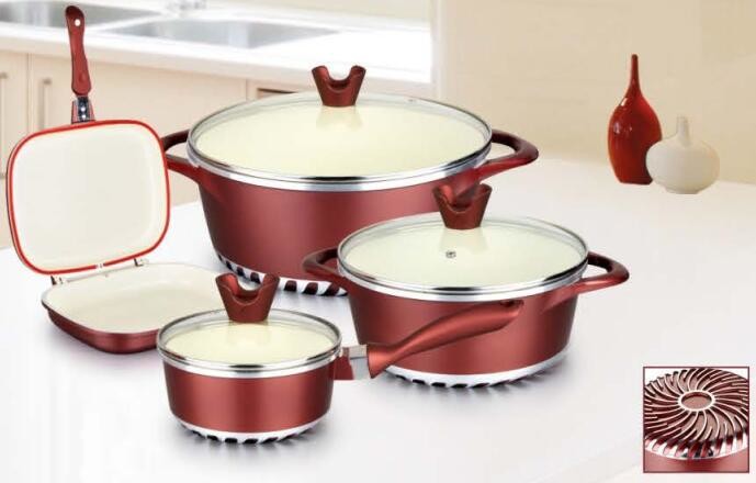 2017 new die cast die-casting aluminum energy saving bottom casserole cookware set