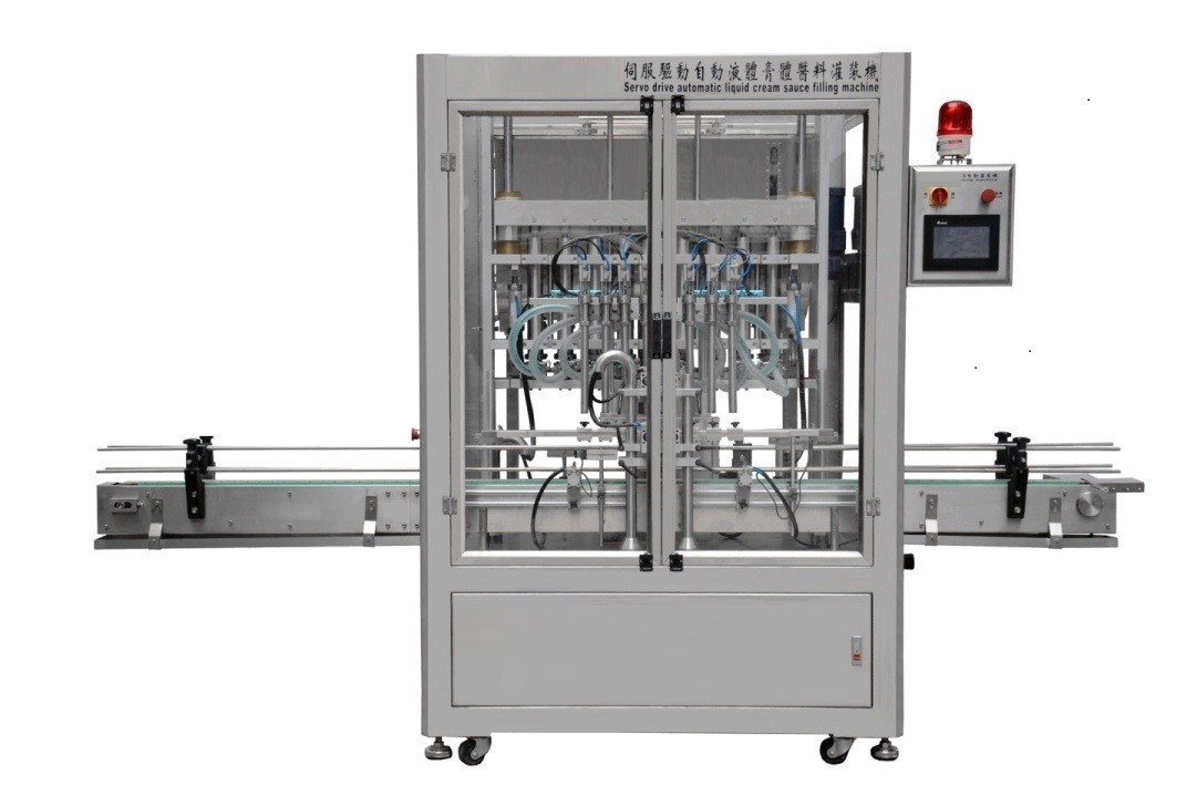 Servo Piston Liquid Filling Machine , 1000ml 35bottles/min Automatic Liquid