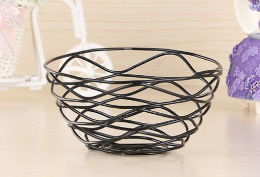Rustproof Single Tier 14cm Diameter Steel Fruit Basket